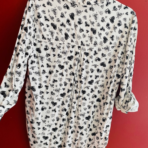 Sweetheart Button Down, Slouchy, High Low Blouse, size Medium - Picture 3 of 5